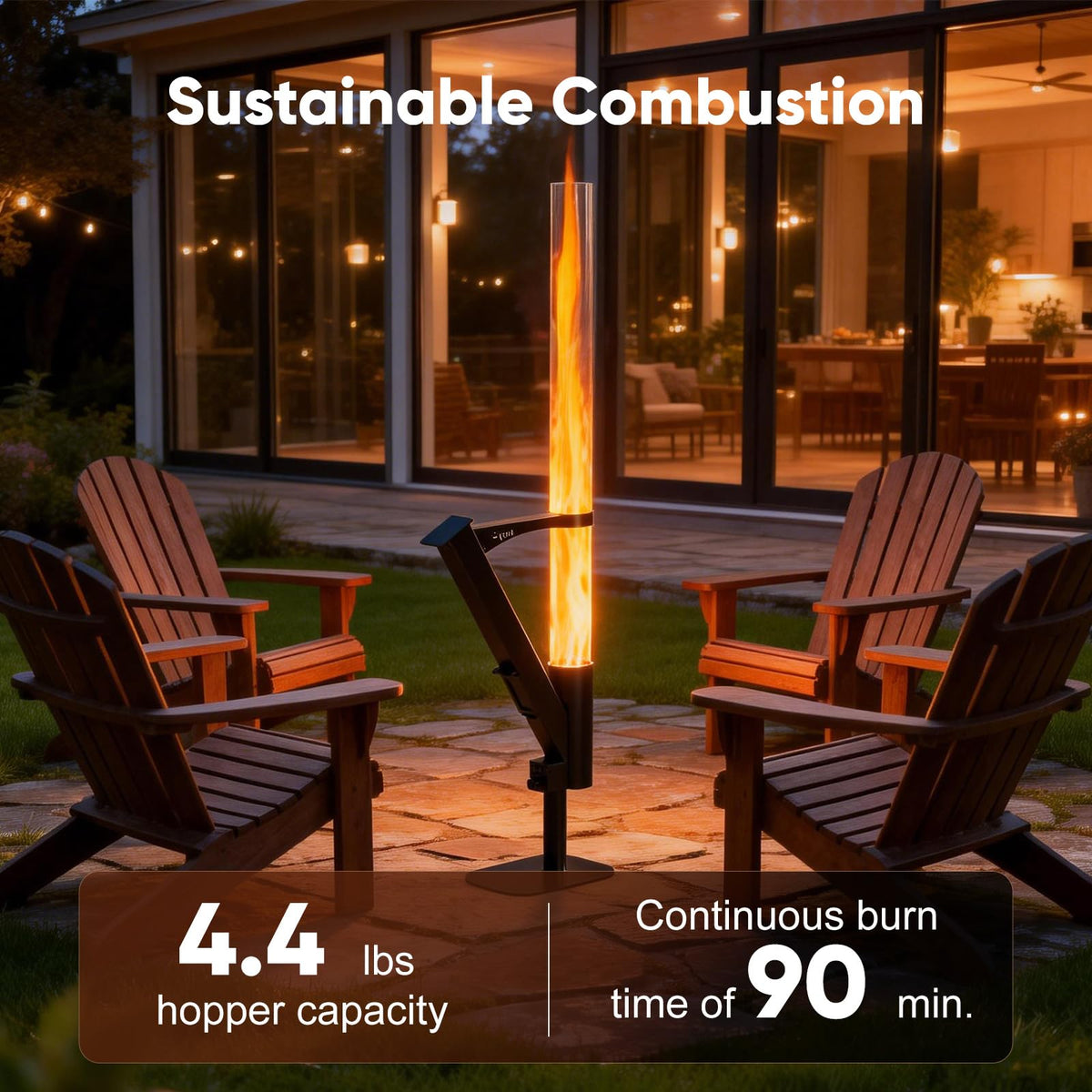 58 Inch Rocket Stove，Decorative Wood Pellet Heater，Outdoor Fireplace