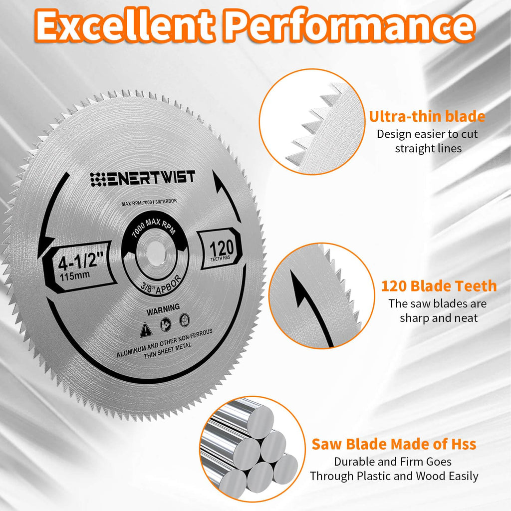ENERTWIST 4-1/2 Inch 120T Circular 2PCS Saw Blade Set