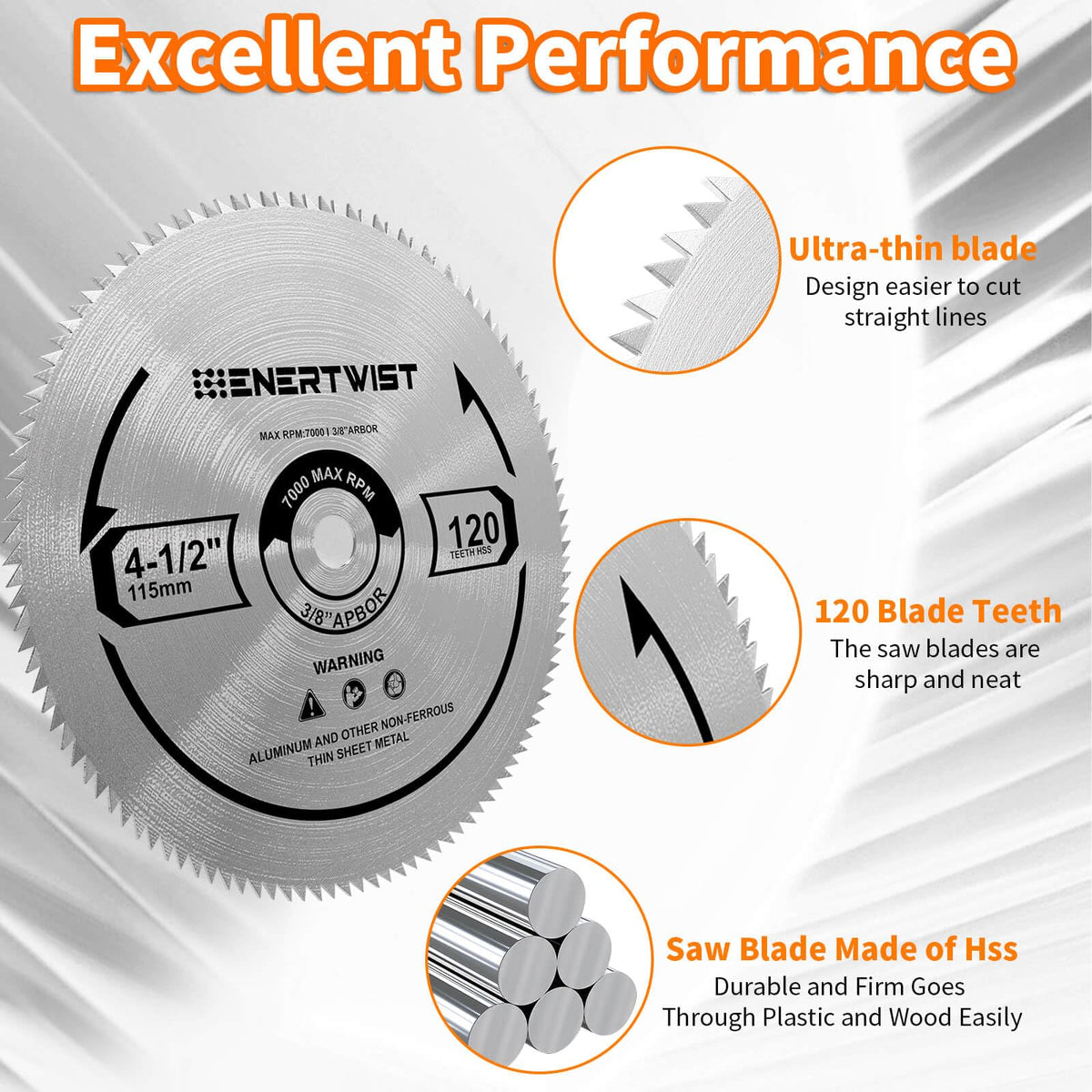 ENERTWIST 4-1/2 Inch 120T Circular 2PCS Saw Blade Set