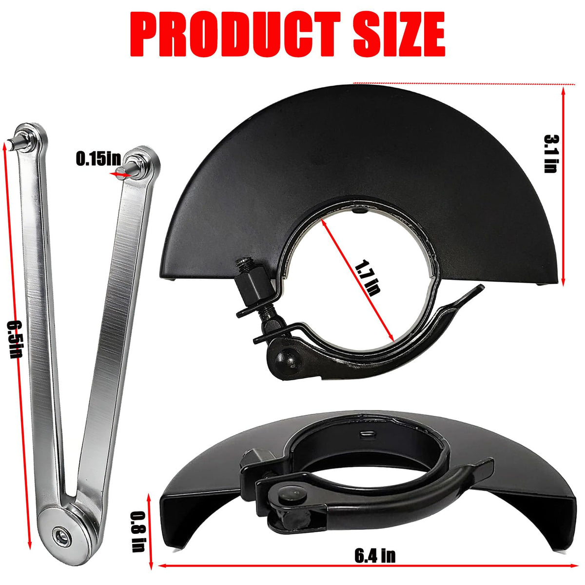 Universal Angle Grinder Guard, 6.45 inch, with Flange Wrench, Adjustable Protective Shield for 4-6 inch Grinder Blades 397661-01 Fits for Dewalt Milwaukee Metabo Bosch RYOBI Grinders
