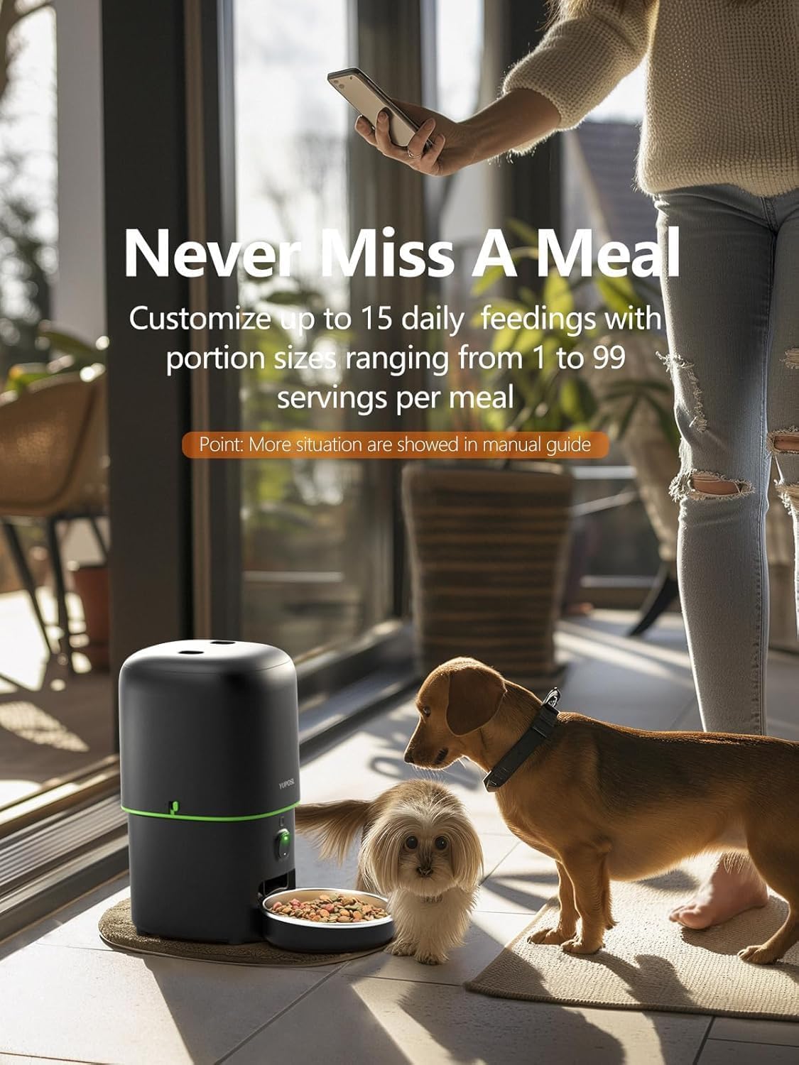 Automatic Cat Feeder with Camera - 5G WiFi Auto Cat Food Dispenser, 1080P HD Video with Night Vision, 1-15 Meals