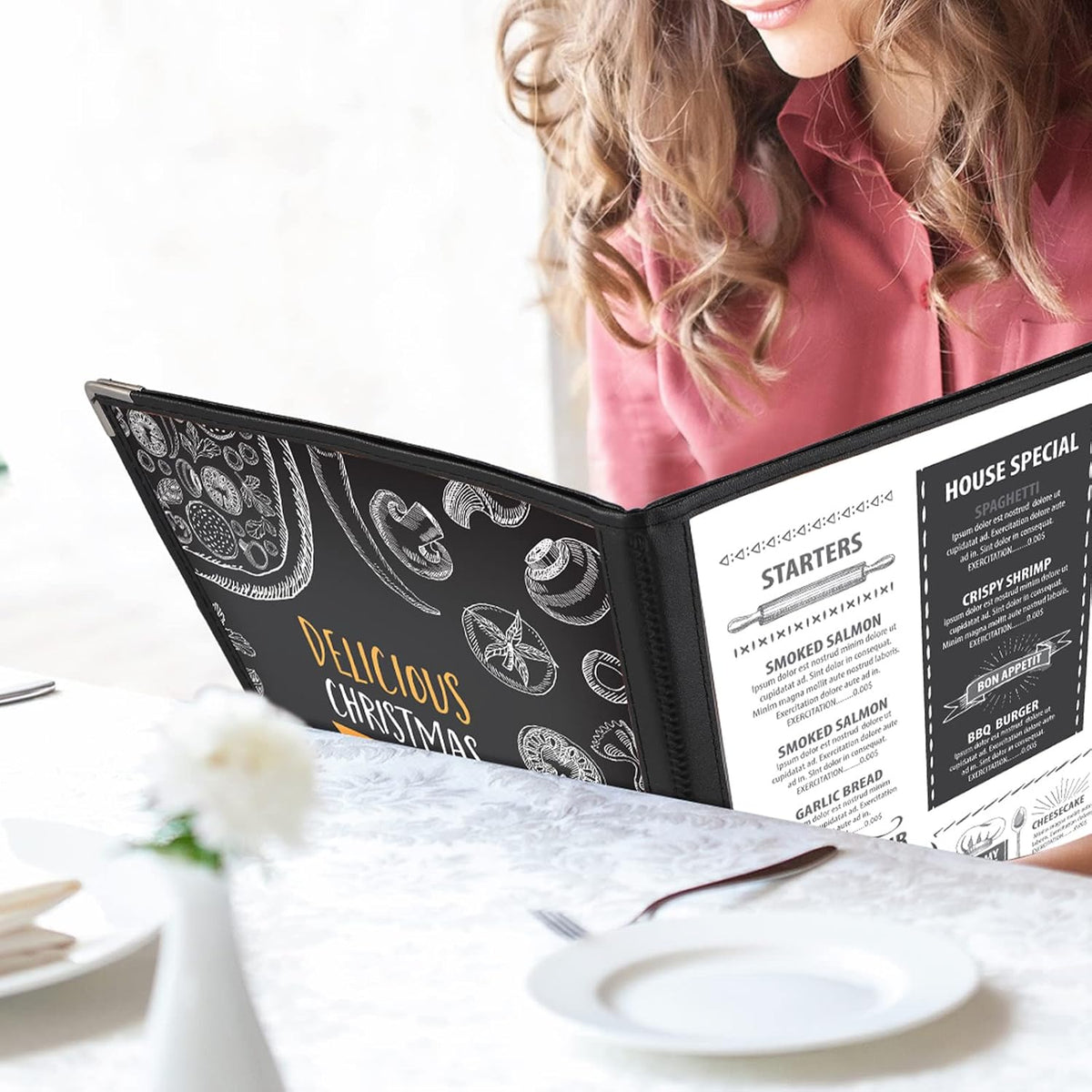 20 Pcs 8.5 x 11 Inch Menu Covers 4 Page 8 View Transparent Restaurant Covers Book Fits A4 Size Paper, Bar Cafe Clear
