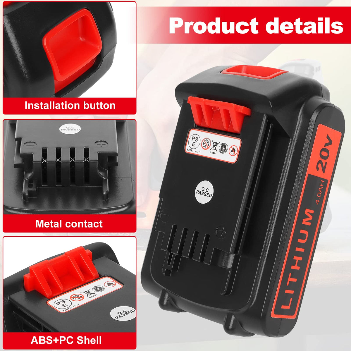 Battery Replacement for Black+ Decker 20V Lithium 4.0 ah 2 Pack
