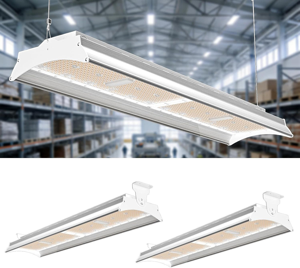 Lightdot 500W Linear LED High Bay Shop Lights, 2 Pack ETL Certified