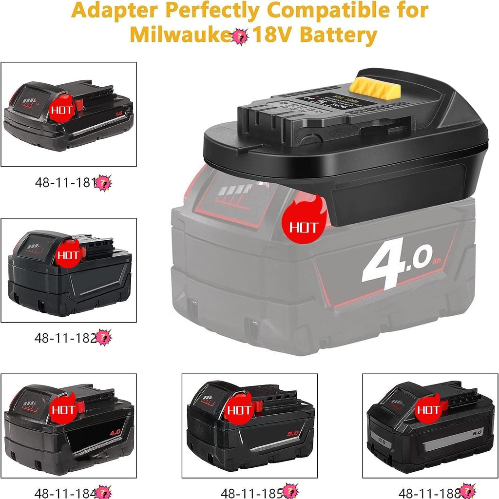 for Milwaukee 18V Battery Adapter Use for Dewalt 20V Power Tools,MIL18DL Converter for Dewalt Tool to for Milwaukee M18 18V Battery,Replace for DCB200 (Adapter Only)