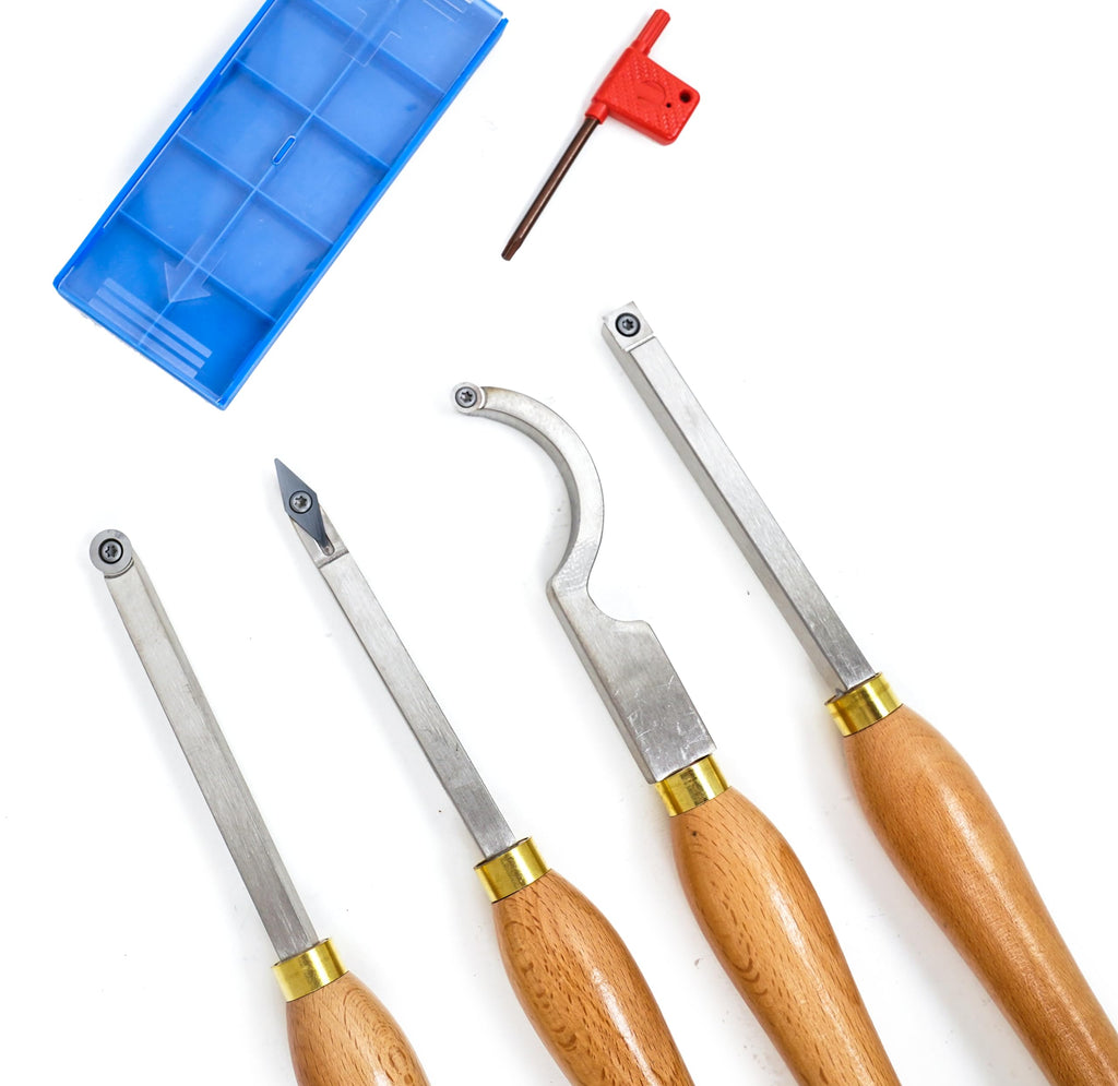 LLDSIMEX Mini Carbide Tipped Wood Lathe Turning Tools, 4pcs Combo Set