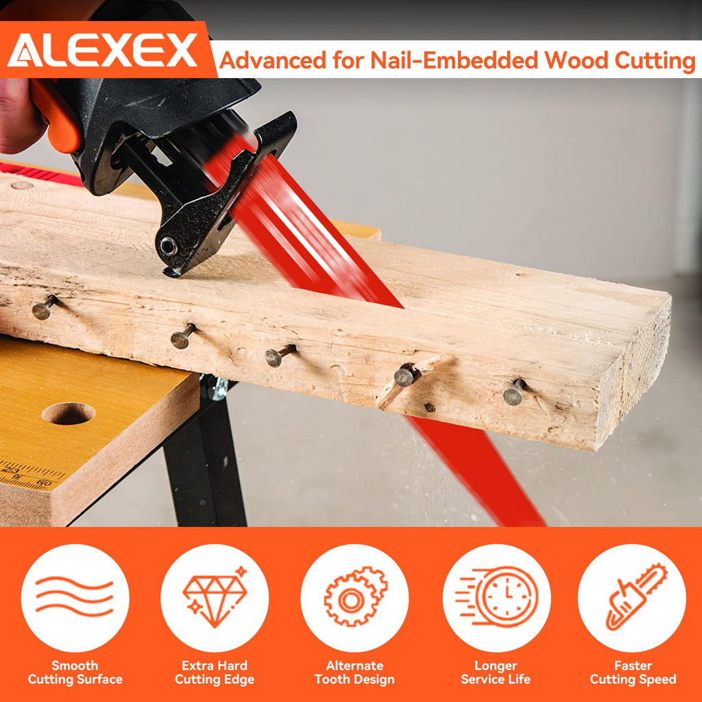 10 Pack 6 Inch 4/6 TPI Reciprocating Saw Blades for Wood and Nail-Embedded Wood Cutting, Bi-Metal Sawzall Blades for Cutting Nail and PVC Pallets etc, for Diablo Sawzall Blades DS0912BW15