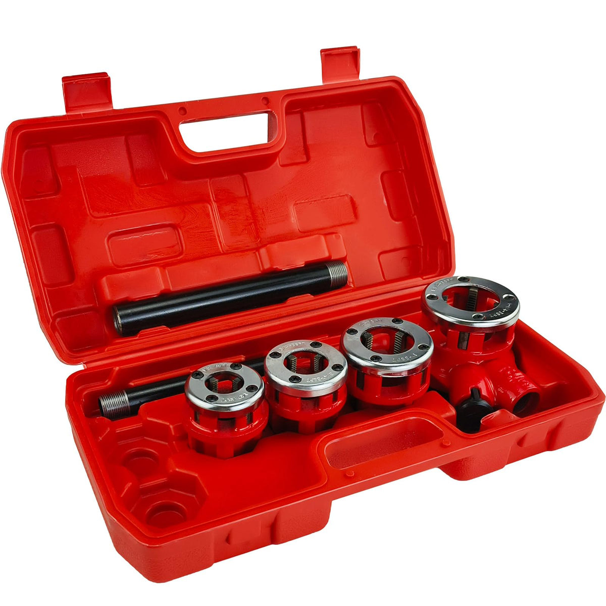 4-Die BSPT Pipe Threader Ratchet Kit 1/2"-1-1/4" Manual Threading Tool