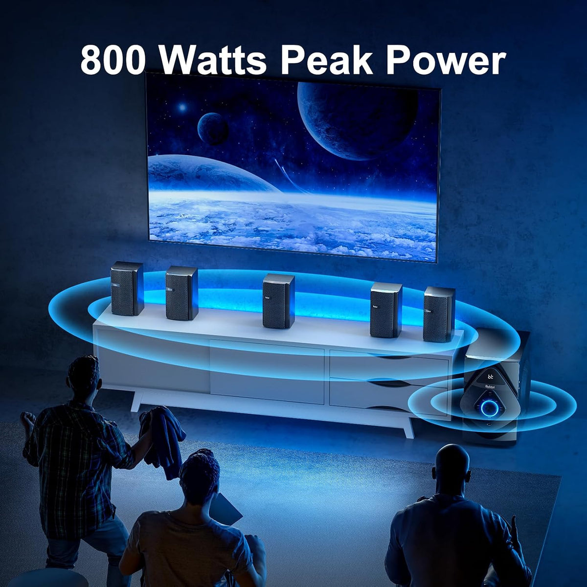 Home Theater Wireless Rear Satellite Speakers | 800W 6.5inch Subwoofer 5.1/2.1 Channel Surround Sound Systems with