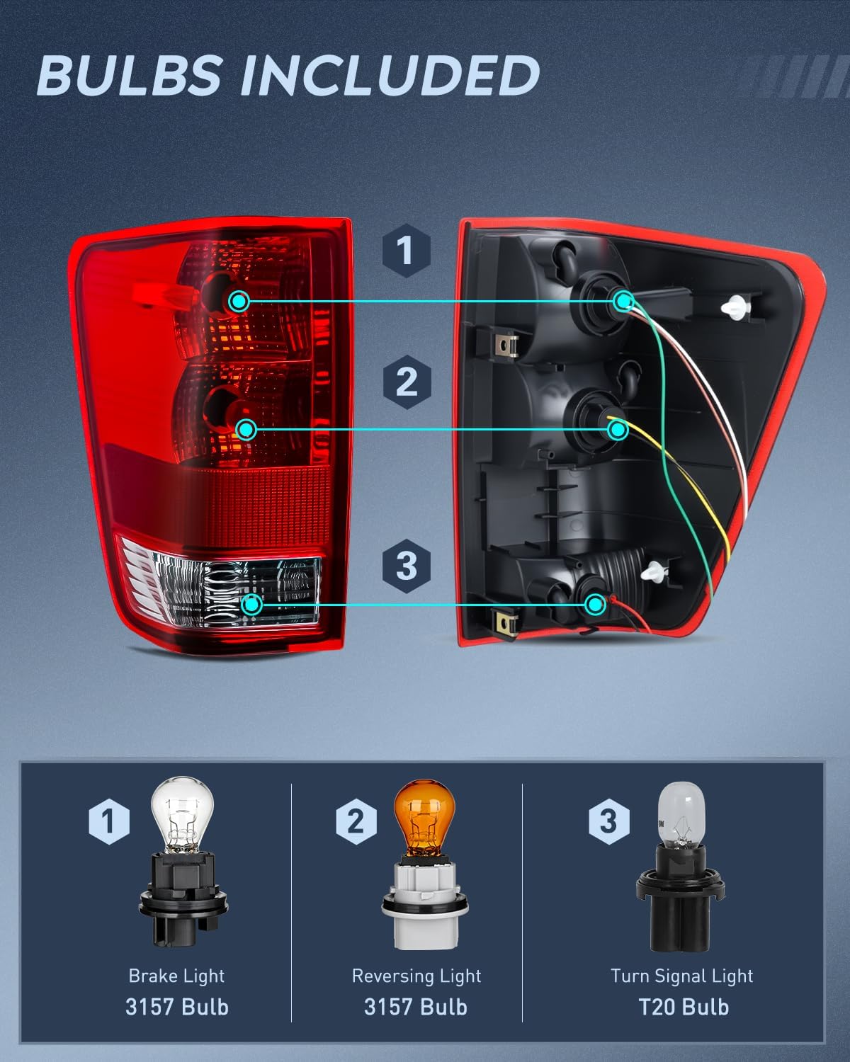 Nilight Taillight Assembly Compatible with 2004-2015 Nissan Titan Red Lens