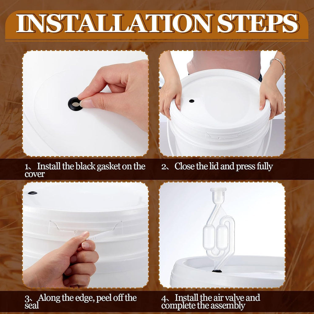 4 Pcs White 2 Gallon Fermentation Bucket with Twin Bubble Airlock Grommets Lid Brewing Wine Fermenter Fermentation