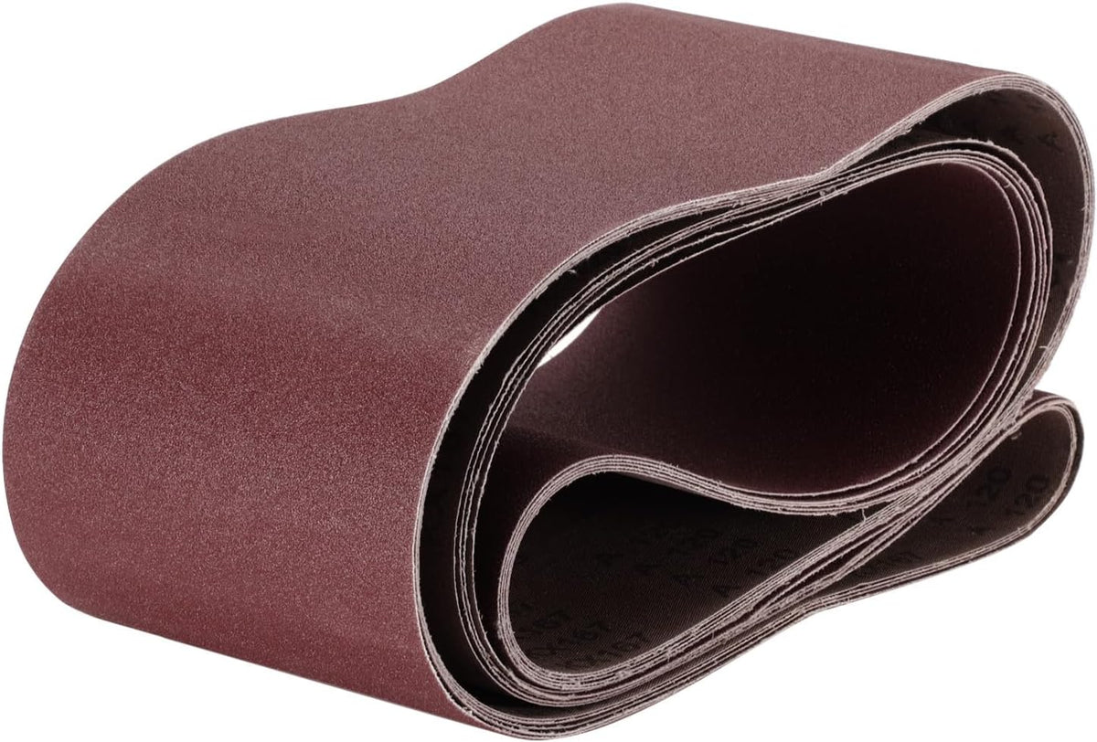 uxcell 5pcs 6" x 89" Sanding Belts 120 Grits Aluminum Oxide Abrasive Belt Sander Paper Sanding Papers for Metal Wood Grinding Polishing, Reddish Brown