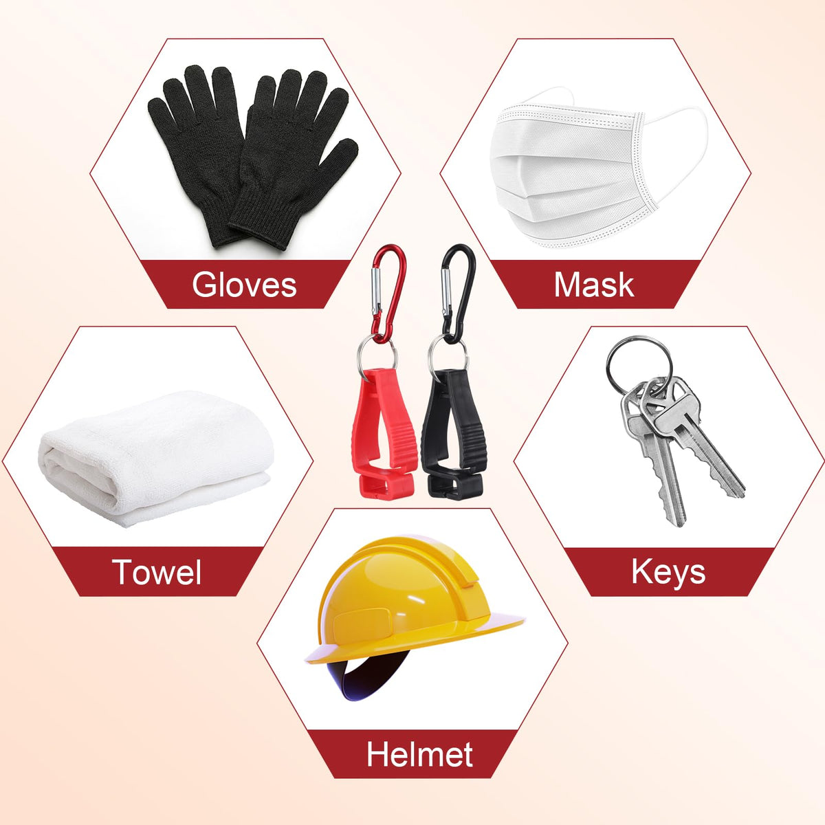 Leinuosen 18 Pcs Black and Red Glove Clips for Work, Glove Holders Bulk