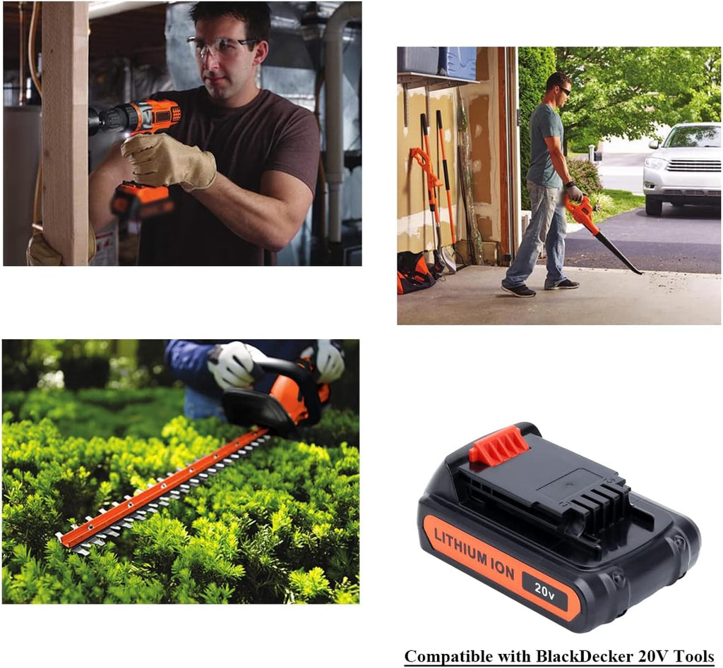 Lasica 2Pack 4.0Ah 20V MAX LBXR20 Compatible with Black and Decker Weed Eater 20V Battery LB2X4020 LBXR2020-OPE LBXR20-OPE2 LBXR20B-2 LB2X3020-OPE LBXR20BT 20 Volt Max Outdoor Cordless Power Tools