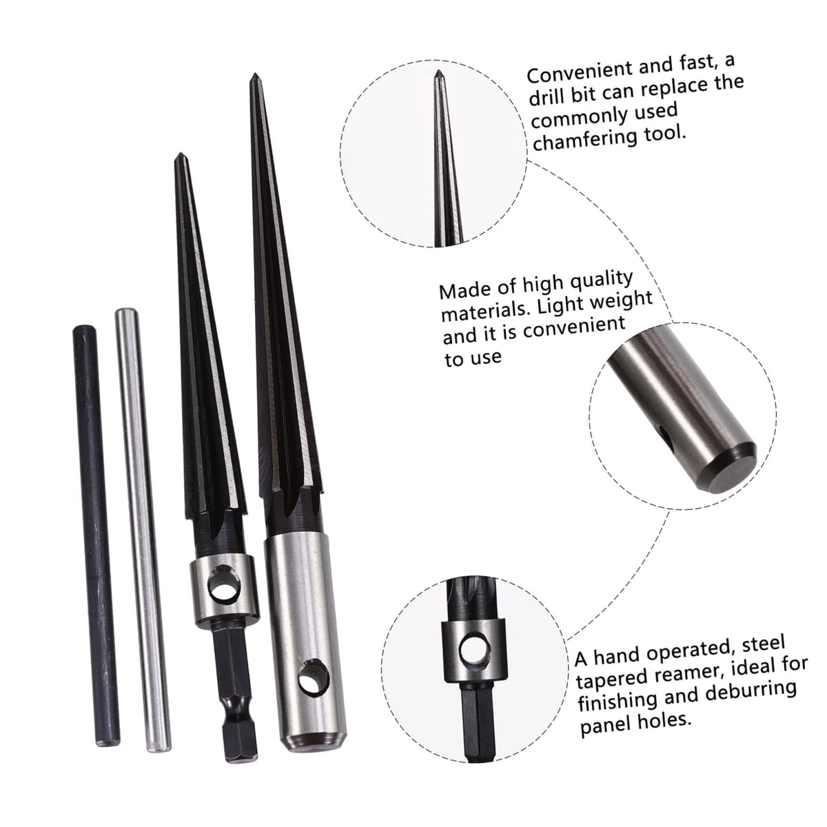 Angoily 2 pcs T-Handle Taper Reamer Set Steel Hand Operated