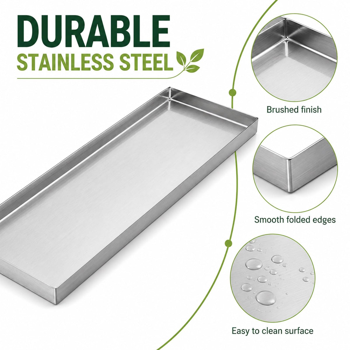 Plant Drip Tray, Stainless Steel Oil Drip Pan, Raised Edge Leak-Proof Water Catch Pan for Planter Box Window Sill AC HVAC Washing Machine(24x10.2in/61x26cm)
