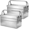 2 Pack Metal Cantilever Tool Box 3 Layer 5 Tray Folding Toolbox