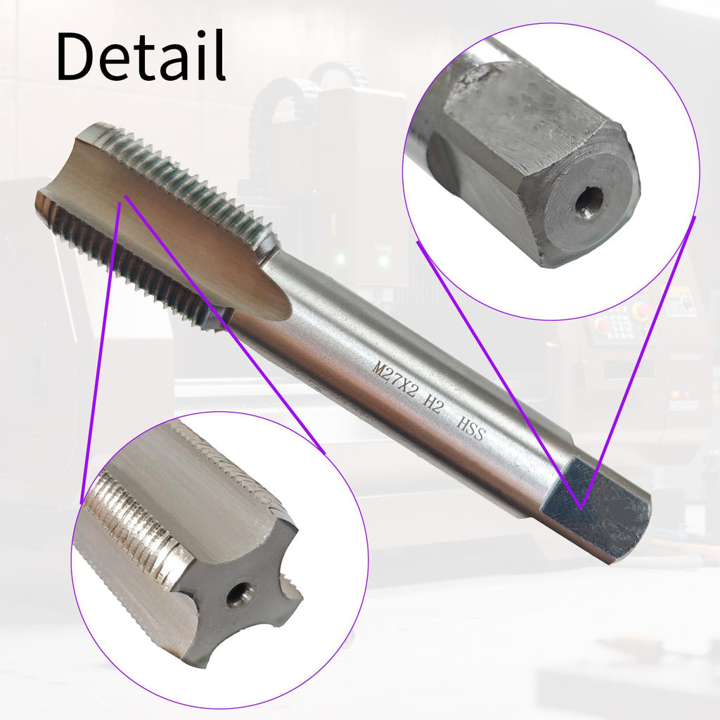 M27 X 2 Tap, Right Hand, 2mm Pitch, Straight Flute, 4 Flute