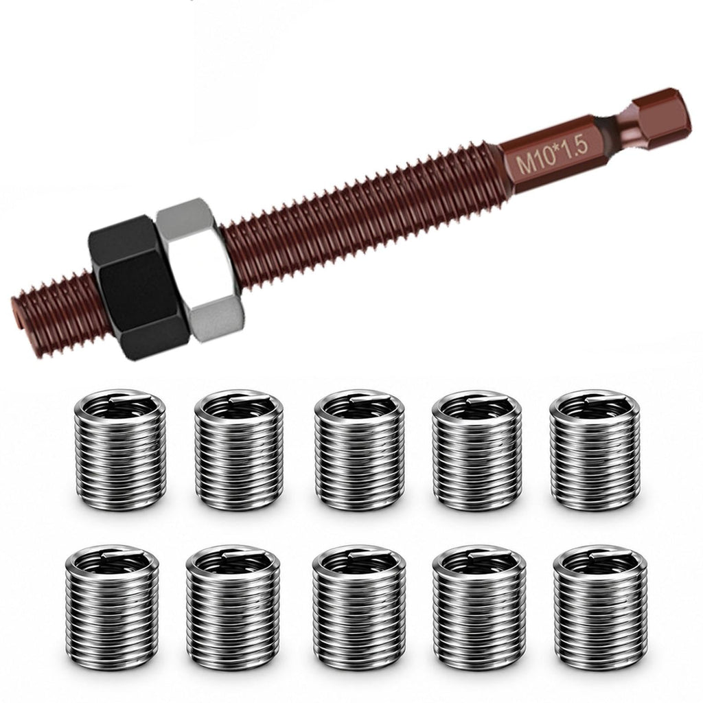 Hankewudi M10x1.5 Thread Repair Tool Compatible Power Drill with 10 Inserts
