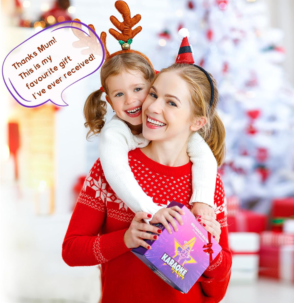 Karaoke Machine for Kids, Birthday Gifts for Girls Ages 4-12 Years Toy | 2 Wireless Microphones, Mini Portable