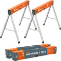 Workhorse Saw Horses 2 Pack Folding Heavy Duty Metal Sawhorse