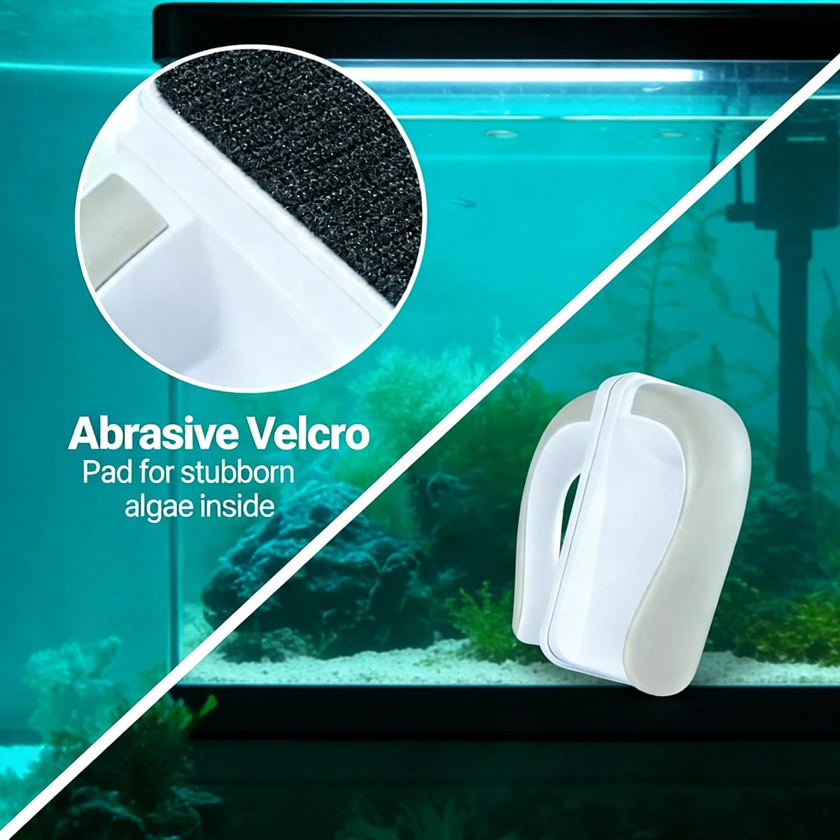 Large Magnetic Aquarium Glass Cleaner, Double Sided Floating Fish Tank Scrubber with Removable Handle & Titanium