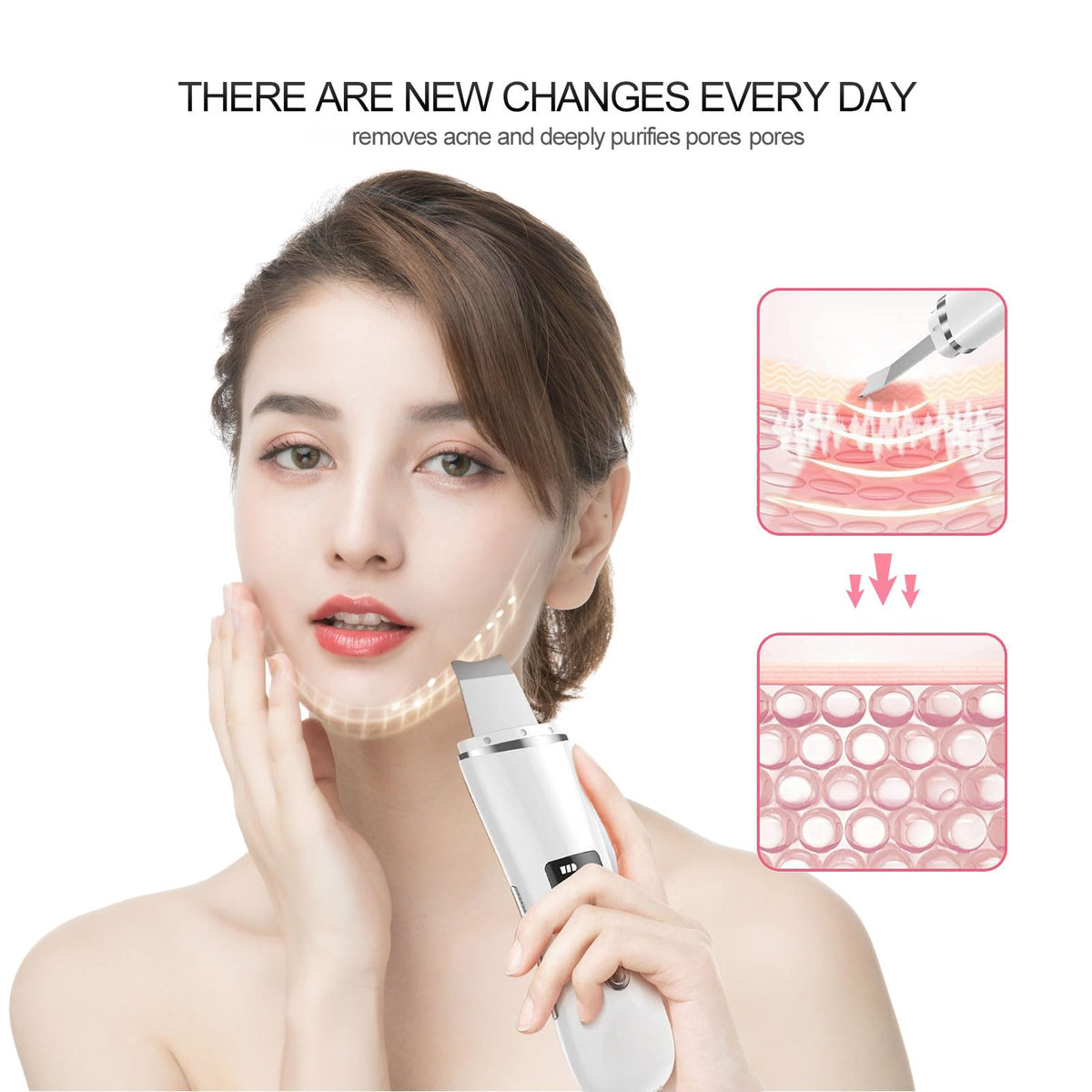 Face Scrubber Skin Spatula, Blackhead Remover with 4 Modes, Pore Extractor Face Spatula Deep Cleansing for Facial