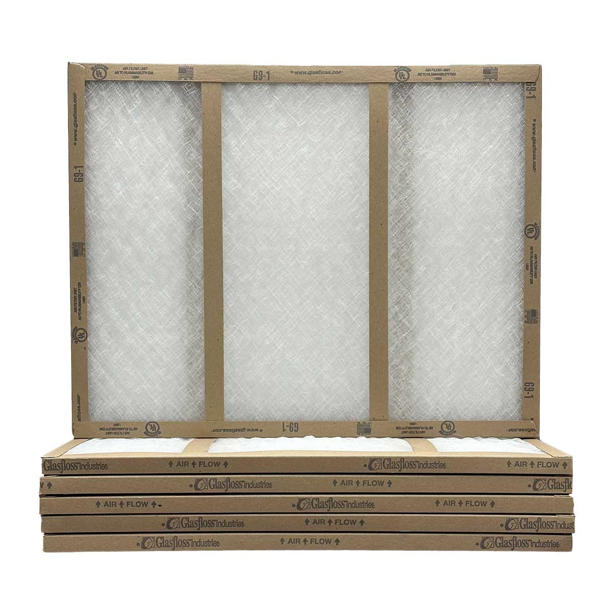 18x30x1 Fiberglass Air Filters, 6-Pack, AC & Furnace, Glasfloss