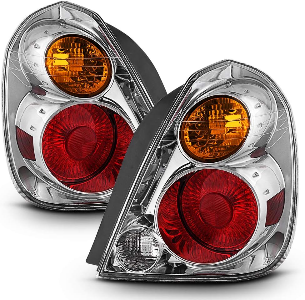 ACANII - For 2002-2006 Nissan Altima Chrome Housing Tail Lights Rear Brake Lamps Replacement Driver & passenger Side