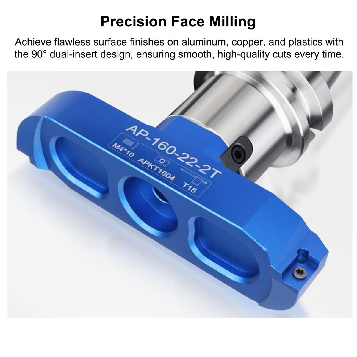 HeeHoo 125mm 90 Degree Dual-Insert Aluminum Fly Cutter for CNC Face Milling