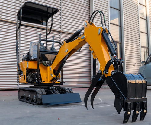 0.8 Ton Mini Excavator with 13.5 HP Gasoline Engine, Bucket, Canopy, Mechanical Thumb Clamp, US Stock Compact Backhoe
