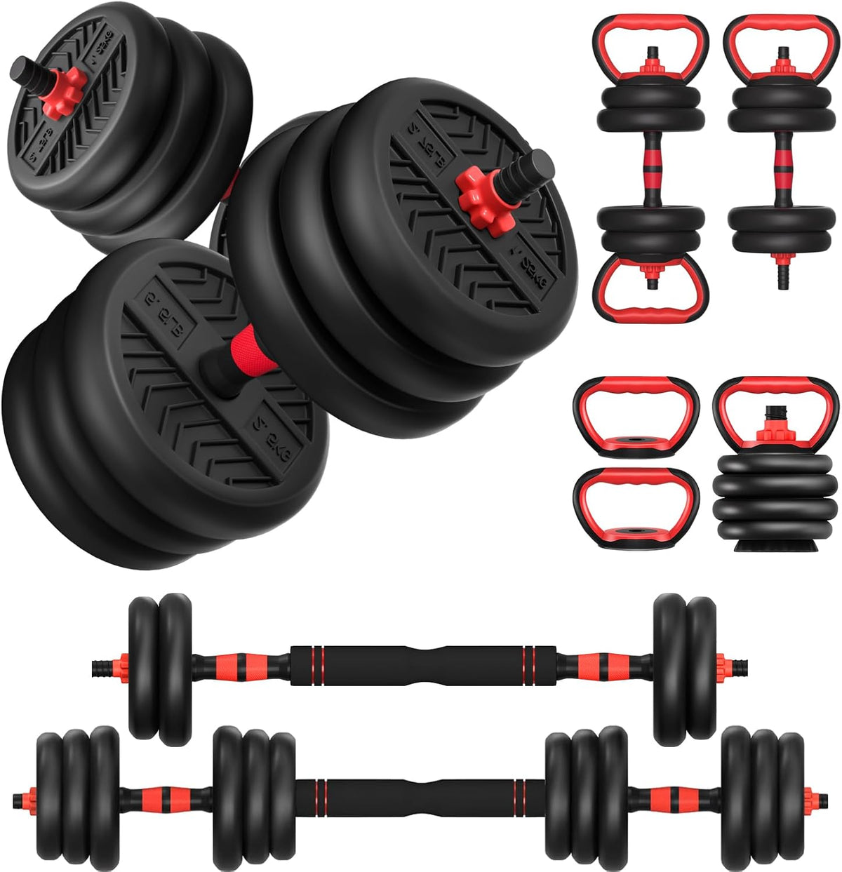 Adjustable Dumbbell, 20/30/40/60/80lbs Dumbbells Set, 4-in-1 Free Weights for Women/Men Workout Equipment Used as