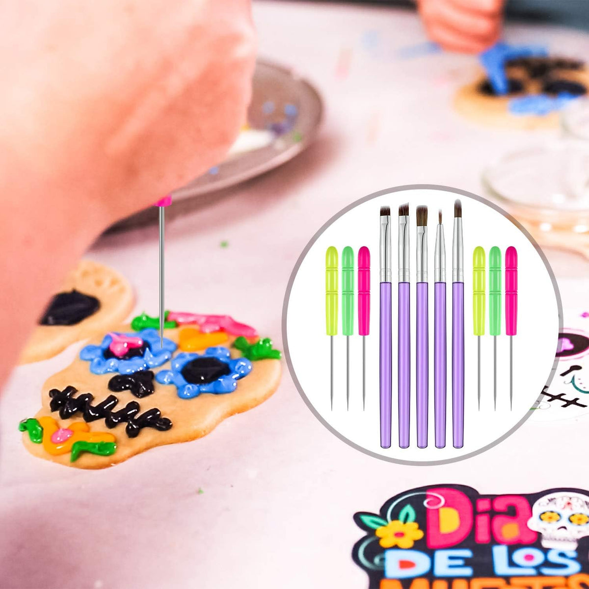15 Pcs Decorating Brushes Fondant Tool Set for Cake, Purple
