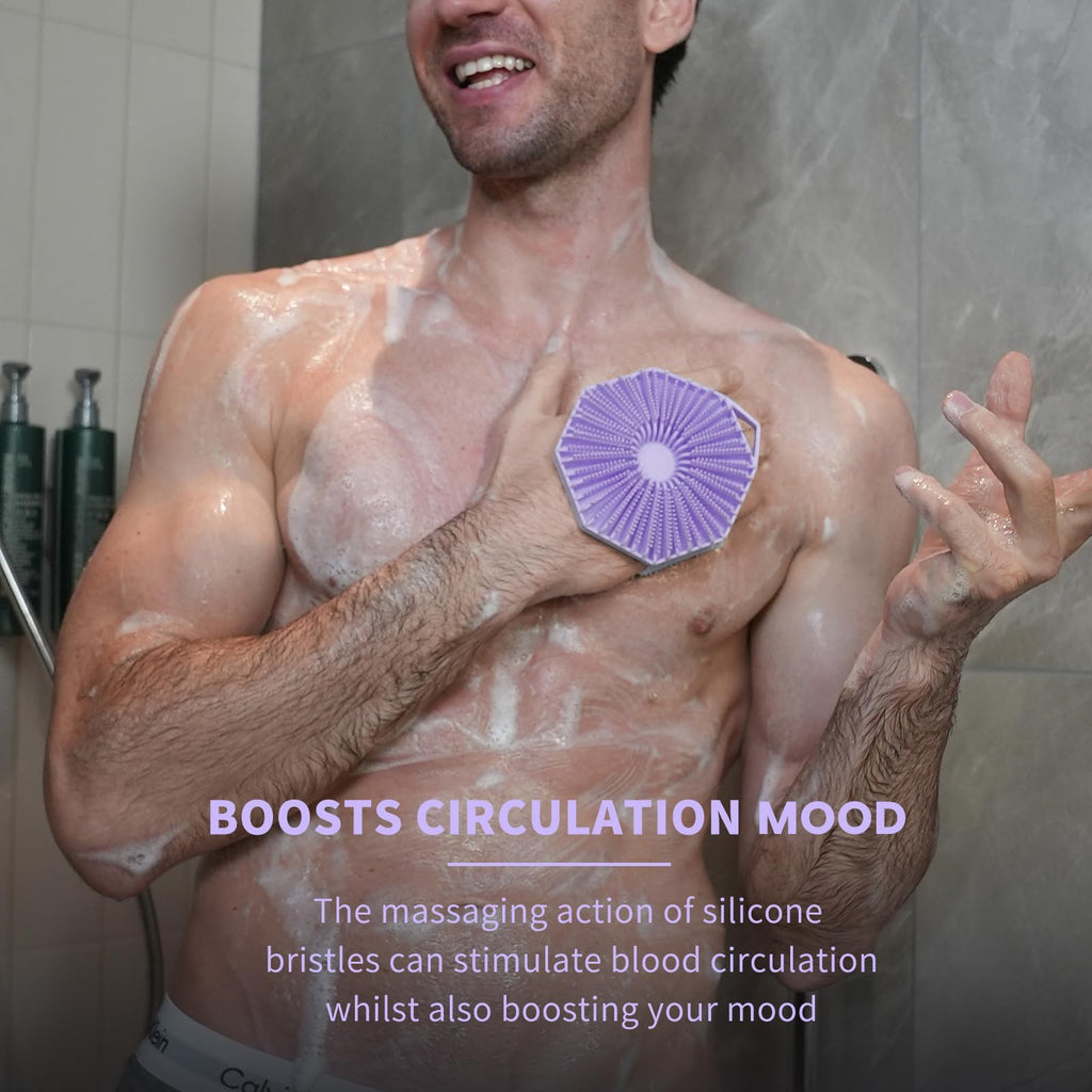 Premium Silver-Infused 2 in 1 Silicone Body Scrubber, Double-Sided Design Body Brush Silicone Body Scrubber