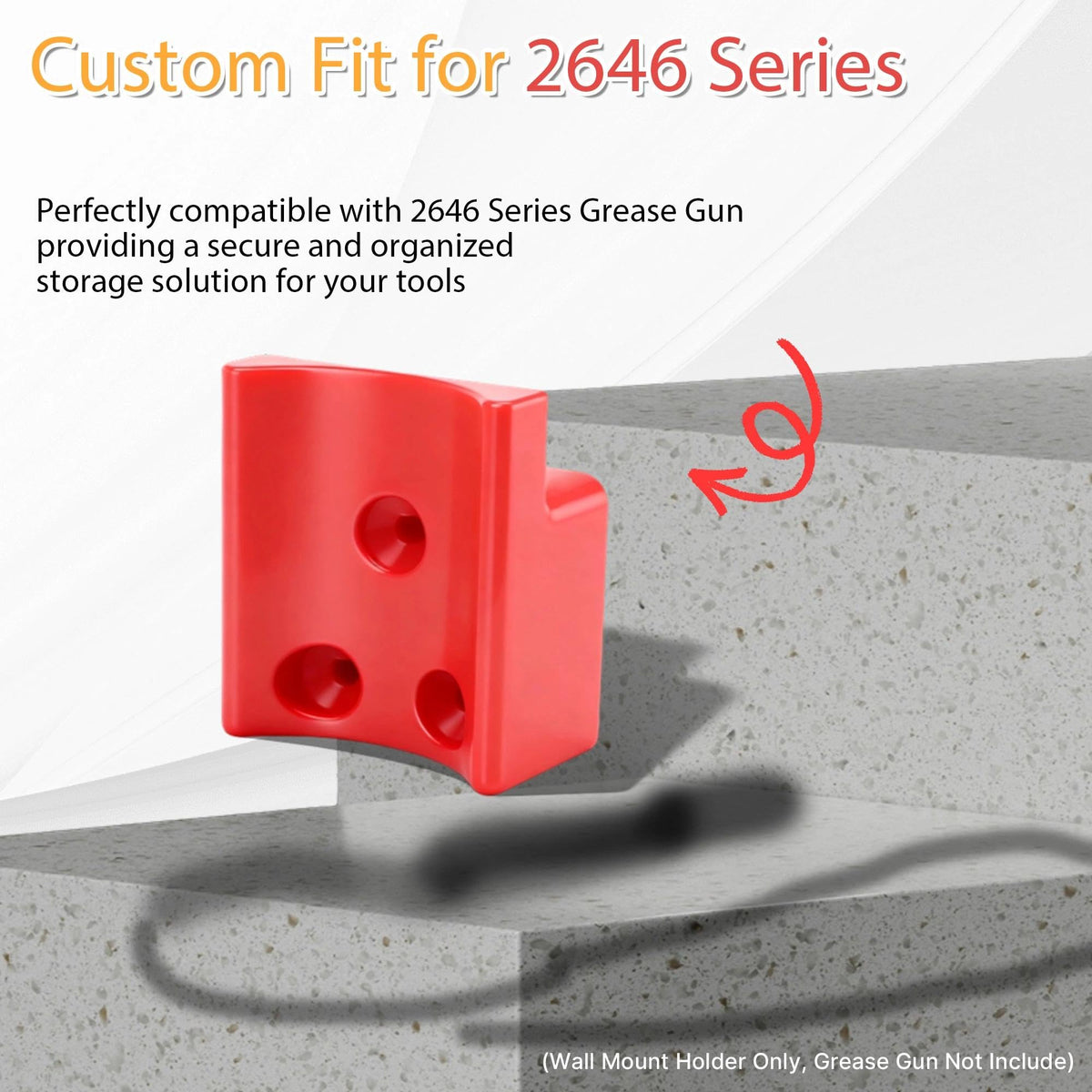 Yudylg Grease Gun Holder Wall Mount Hanger Compatible with 2646 Series Grease Gun — Plastic Wall Mount Holder Bracket for Grease Gum, Includes Screws, 1 Pack, Red