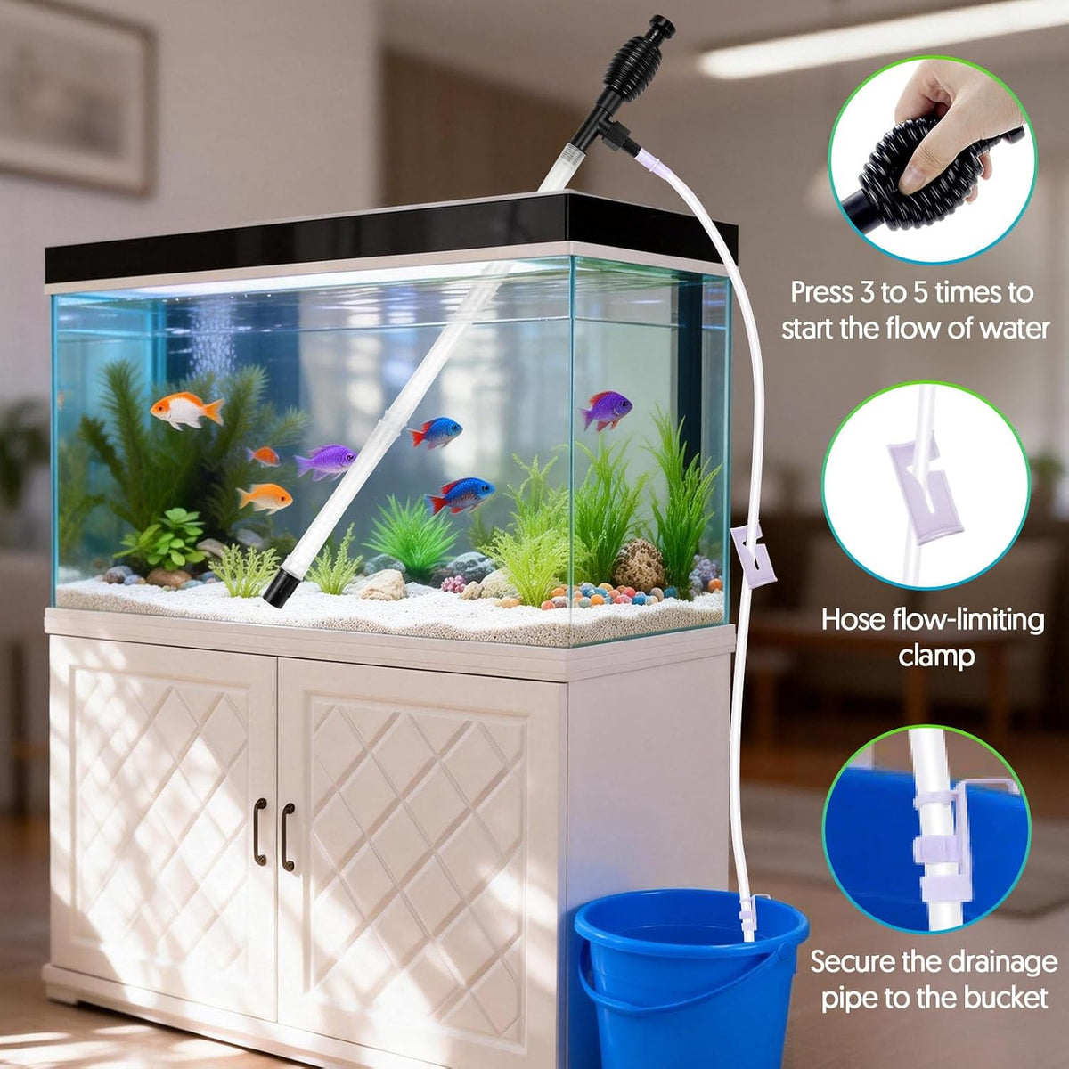 Fish Tank Cleaner Gravel Vacuum for Aquarium