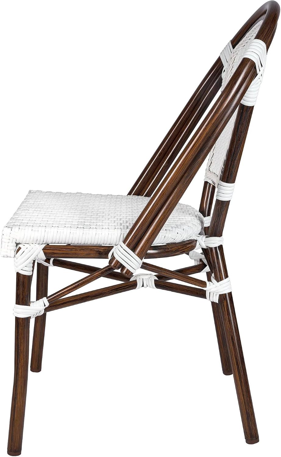 Chivari French Bistro Patio/Indoor Dining Chair, 2 Pack, Hand Woven Wicker, Fully Assembled (2, White)