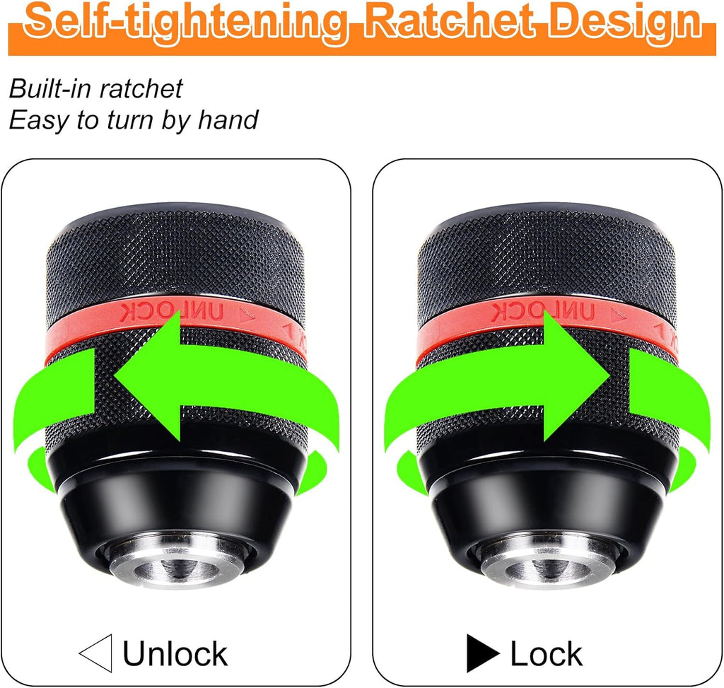 Keyless Drill Chuck for Milwaukee, 1/2-20UNF 1.5-13mm Self-Tightening