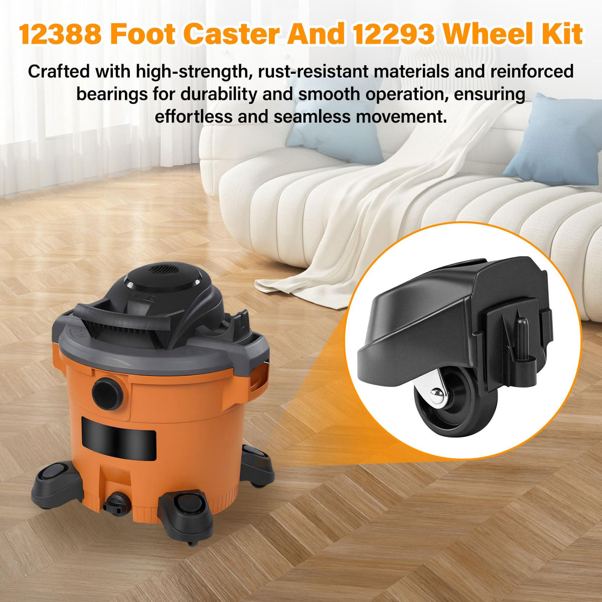 1-Pack 12388 Foot Base & 12293 Caster Wheel Replacement Kit