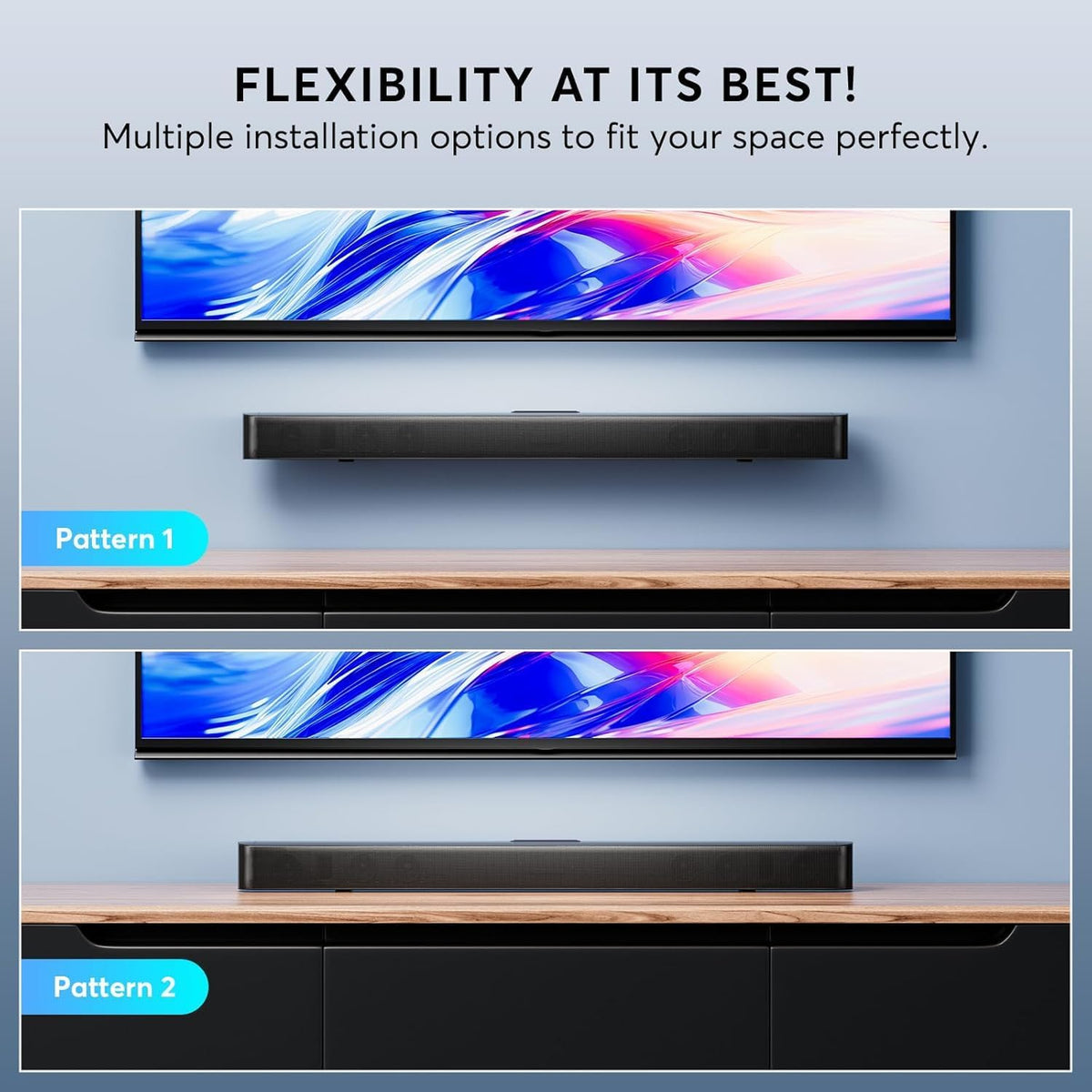 2.1 CH Dolby Atmos Soundbar, 37 Inch 6-Drv Sound Bar for TV w/HDMI-ARC/BT | Built-in Subwoofer, 3D Surround Sound 3