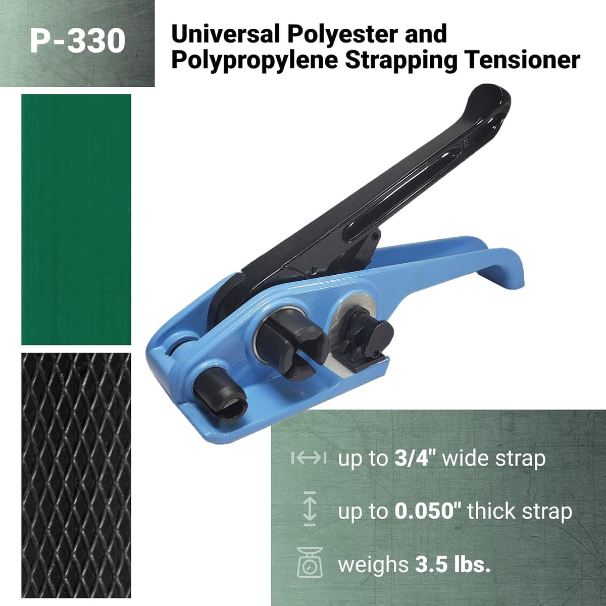 PET Strapping Tensioner Tool P-330 (with Cutter) for 3/4" Width PET & Polypropylene (PP) Strapping - Strong Strapping