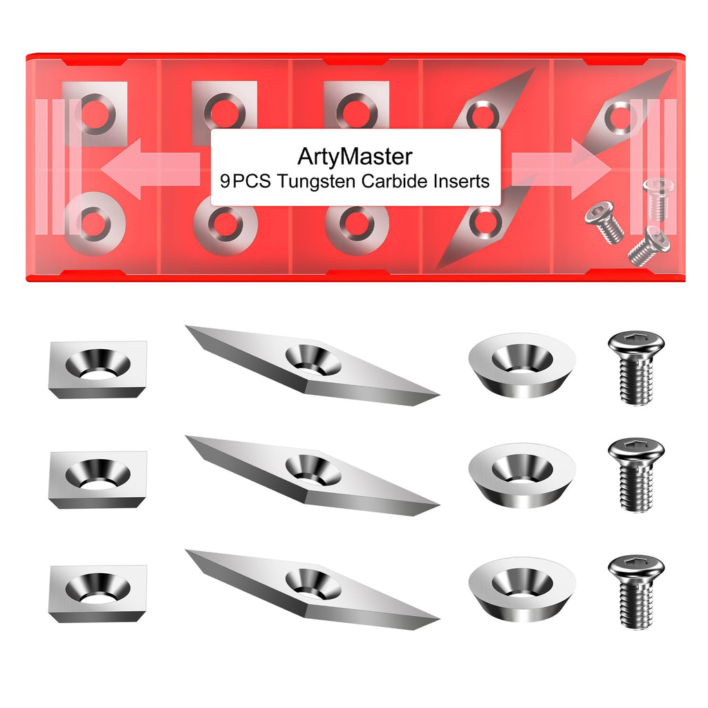 ArtyMaster Tungsten Carbide Inserts, Indexable Carbide Cutting Inserts for Lathe Tools,High Hardness & Wear-Resistant Turning Tool Inserts (11mm Square, 12mm Round, 30 * 10mm Diamond-shaped)