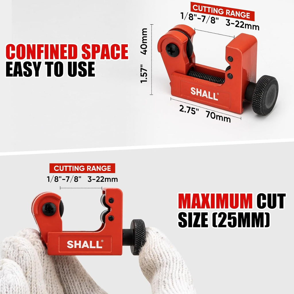 4-Piece Tubing Cutter Set, 1/4’’ to 2’’OD Heavy Duty Copper Pipe Cutter, 1/8’’ to 7/8’’ Mini Tube Cutter, Deburring