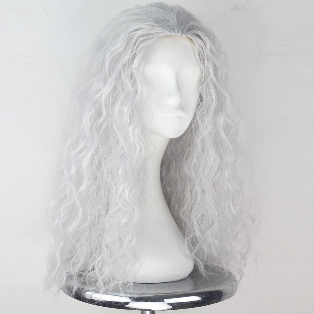 Witch Wig Old Lady Wig Women Long Grey Curly Costume Wig Cosplay Halloween Hair