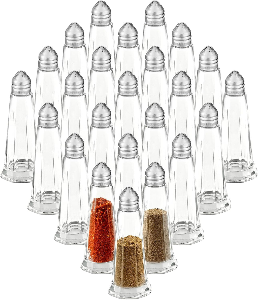 Set of 24 Tower Glass Salt and Pepper Shakers Bulk 40ml Small Tower Spice Shakers Refillable Glass Salt Shaker with