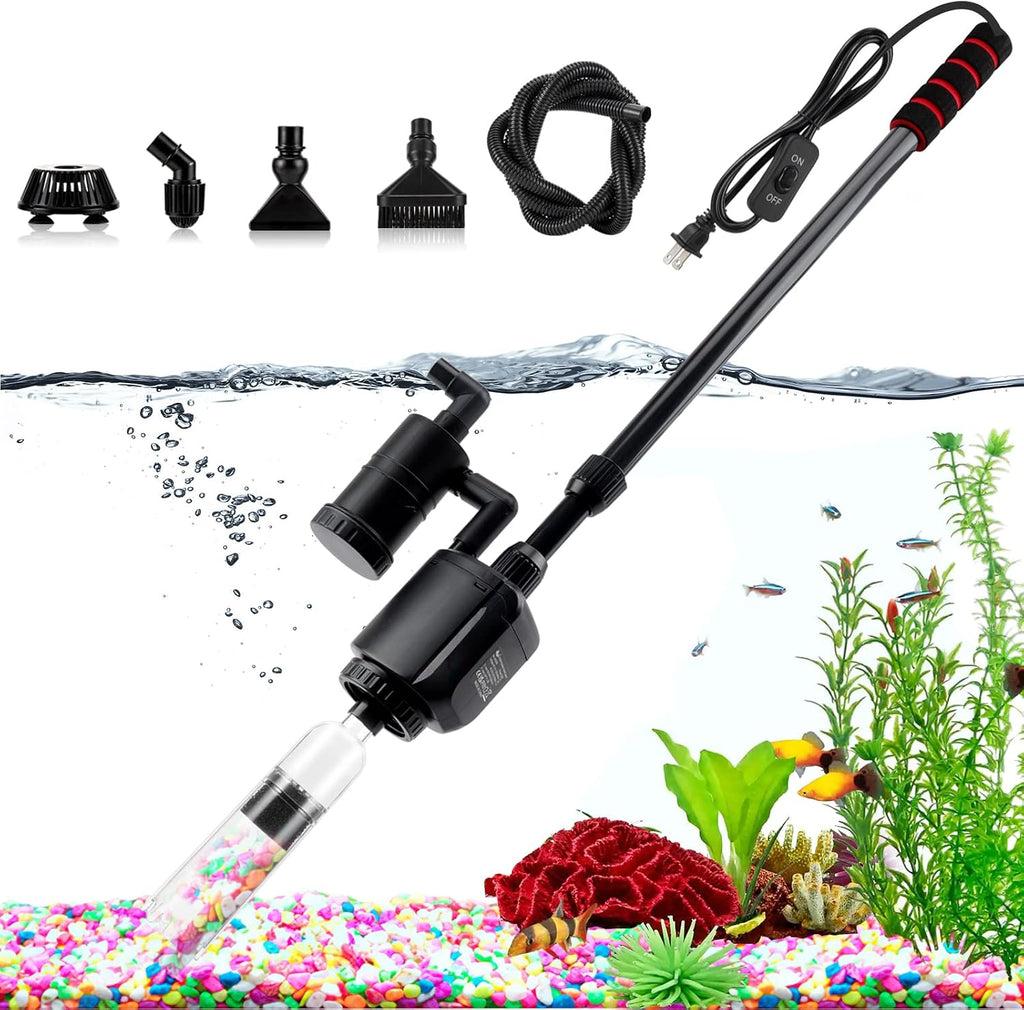 6-in-1 Electric Aquarium Gravel Cleaner, 320GPH 20W Fish Tank Vacuum