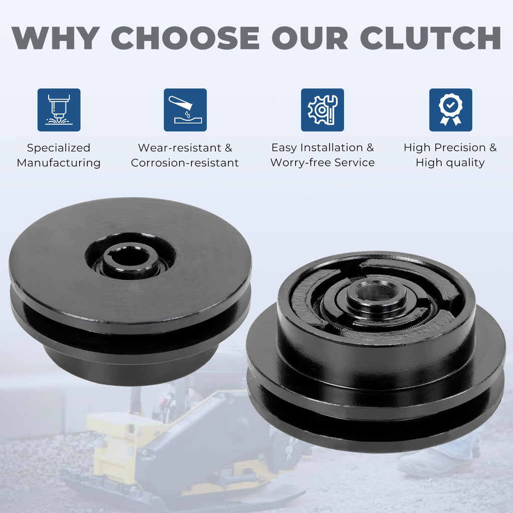 Centrifugal Clutch 5" Single Pulley 1/2" V-Belt 3/4" Bore Compatible with Wacker VP1340 VP1350 VP1750 Plate Compactors, Honda GX160 or GX200 Engine Shafts