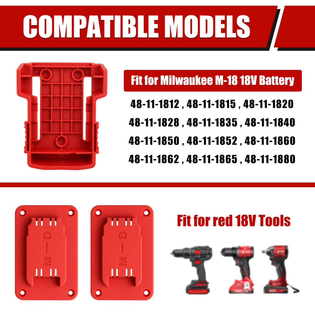 16 Packs Battery Holder and Tool Holder Compatible with Milwaukee M18