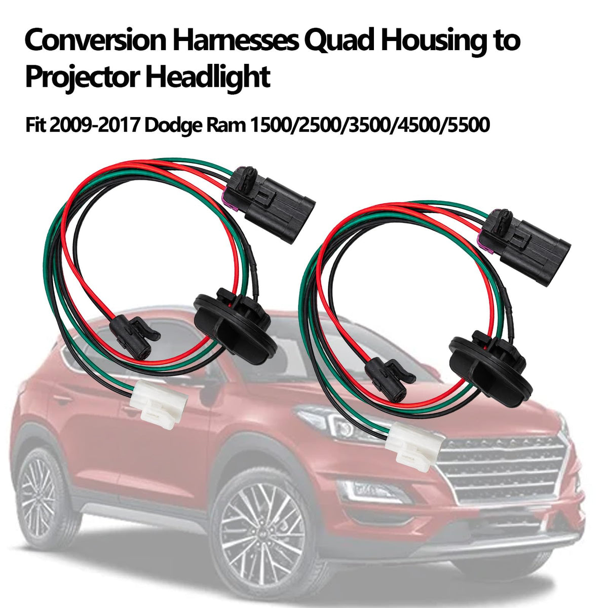 2pcs Headlight Lamp Wiring Harness Compatible with 2009-2018 Dodge Ram 1500