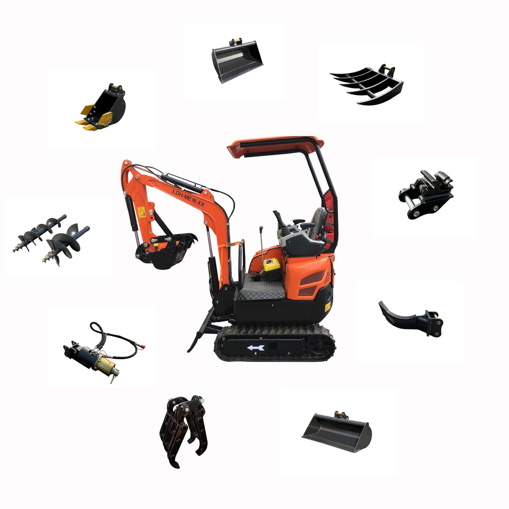 Mini Excavator Small Excavator with Backhoe Thumb & Ripper, Bucket, Rake, Quick Coupler, Auger, Grapple, US Stock